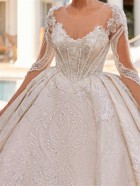 buy Long Sleeve Boho Wedding Dresses V Neck Ivory Lace Appliques Bridal