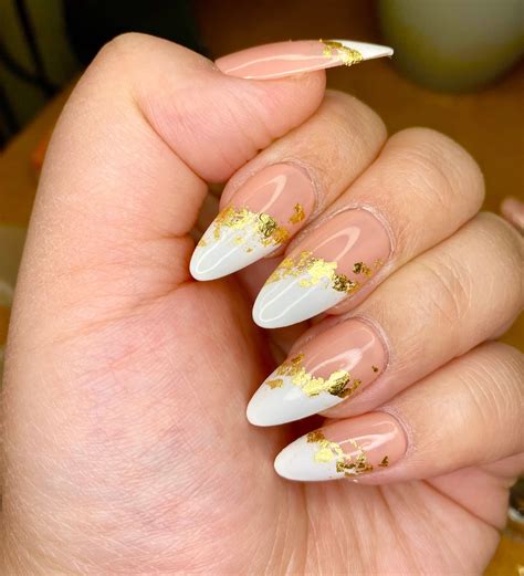 White And Gold Ombre Nails