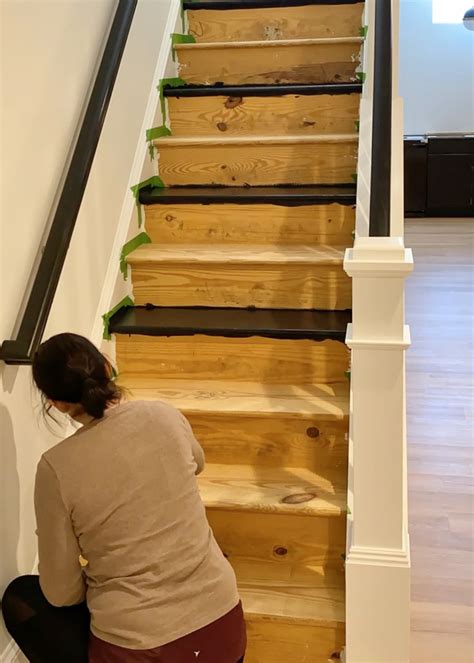 wood stair risers  brick wall