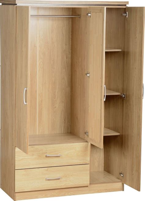 3 Door Wardrobe With Shelves And Drawers - Modern Furniture