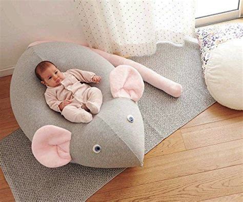 Huge Mouse Beanbag pillow, baby bean bag, kids beanbag pouf- Grey & pink | Stop The Boring ...