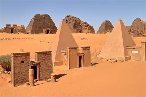Pyramids of Meroe in the Sahara of Sudan Stock Image - Image of world ...