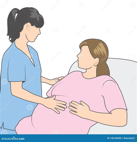 OBGYN Check Up with Pregnant Woman - Hospital Bed Stock Vector ...