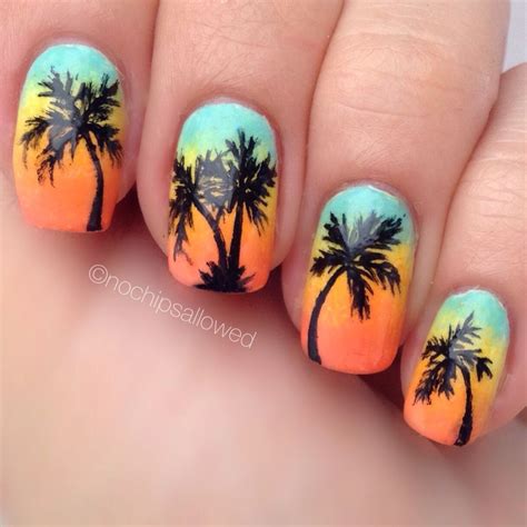 summer sunset palm tree nails | Palm tree nails, Tree nails, Tree nail art
