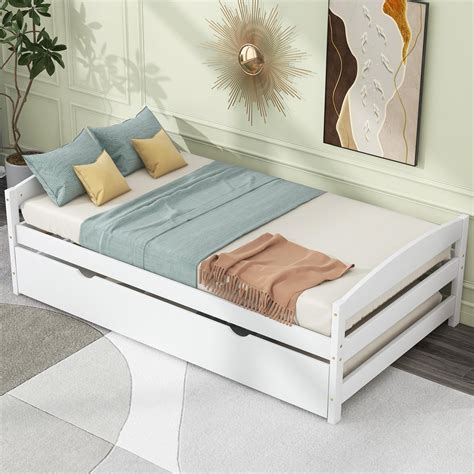 Amazon.com: Bellemave Twin Bed with Trundle, Twin Daybed with Trundle
