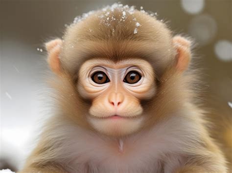 Premium AI Image | Adorable Brown Snow Monkey Baby