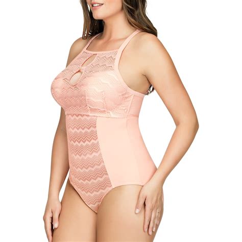 Keira One Piece Swimsuit - Cut-Out Halter Support - Peach | Parfait