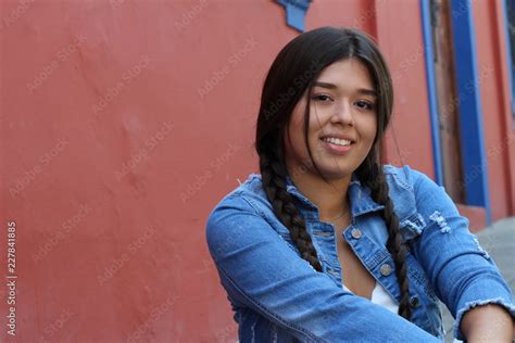 Cute chubby girl with copy space Stock Photo | Adobe Stock