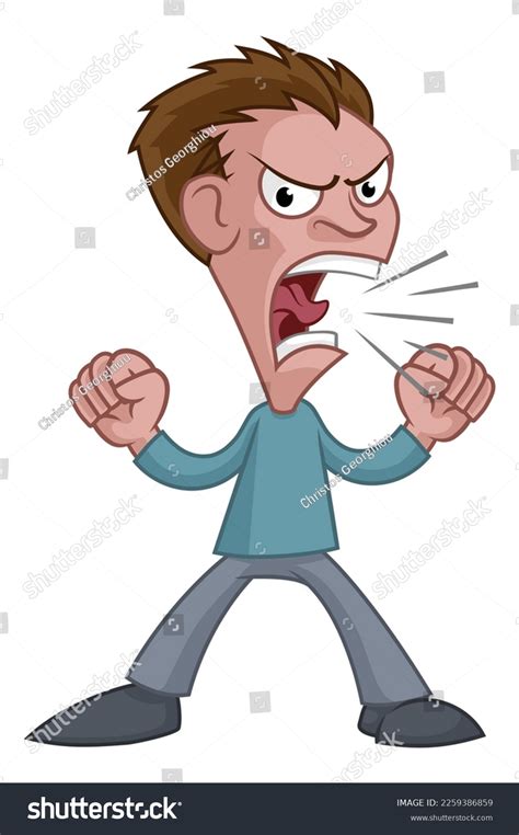 angry man cartoon character mascot shouting stock illustration
