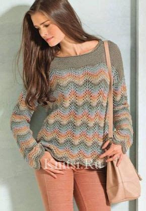 Пуловер в полоску с волнистым узором | Sweater pattern, Crochet top ...