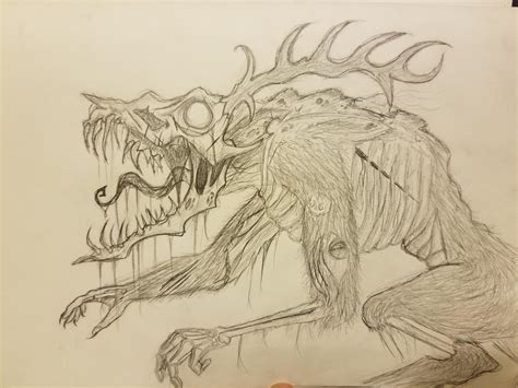 Wendigo drawing I did for a competition :) : r/drawing