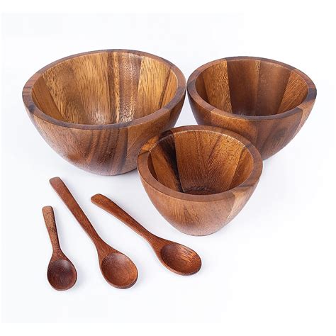 Acacia Wooden Bowl Set - Stackable & Eco-Friendly