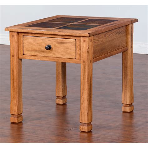 Sunny Designs Sedona 10022503 Rustic End Table with Slate Top | Conlin