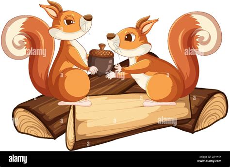 Cute squirrel with the acorn illustration Stock Vector Image & Art - Alamy
