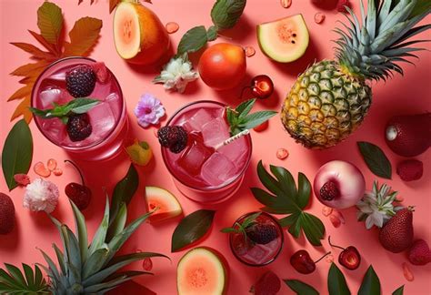 premium ai image fresh fruit cocktail  pineapple mango pineapple