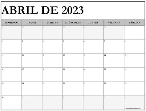 abril de 2023 calendario gratis | Calendario abril