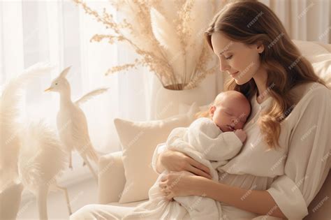 Una madre amorosa cuida a su bebé recién nacido en casa Un retrato