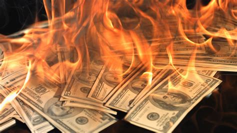 Money On Fire Black Background