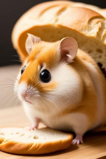 Premium AI Image | Jungar hamster on a small bread toasts