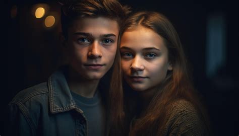 young adults  brother  sister embrace  studio generated
