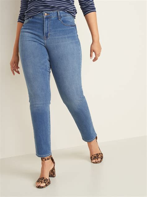 mid rise power slim straight jeans  women  navy