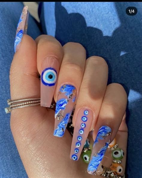 45+ Sleek Evil Eye Nails That Will Reverse Your Karma | Evil eye nails ...