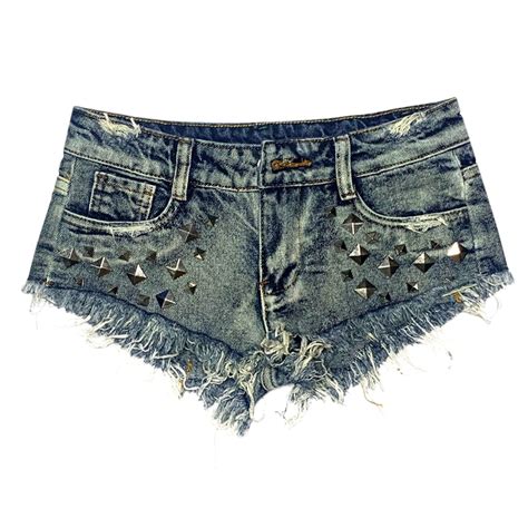 Ultra Short Denim Shorts Ultra Low Waisted Hot Pants With Edges And