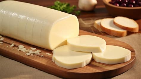 Premium AI Image | Provolone cheese it's pale gold semihard texture ...