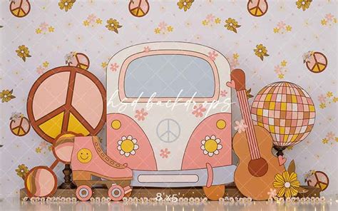 Two Groovy Birthday Cake Smash Backdrop for Photography