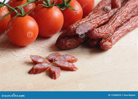Traditional Polish Kabanos stock photo. Image of sausage - 12306810