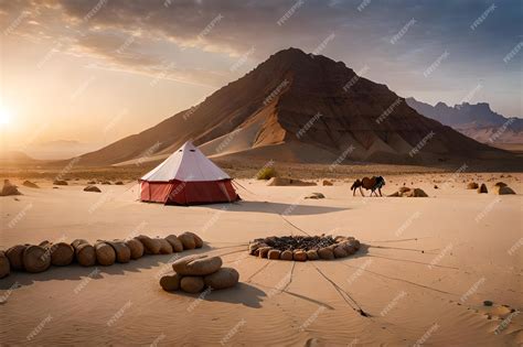 Premium AI Image | a tent with a mountain in the background