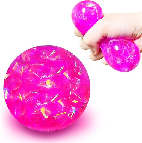 Amazon.com: Pink Squishy Glitter Stress Balls Squeeze Fidget Toys for