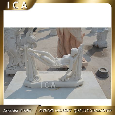 White Stone Carving Famous Design Lying Sexy Nude Woman Statue - Marble