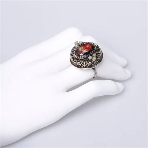 Signed Schiaparelli Vintage Filligree Cocktail Ring at 1stDibs ...