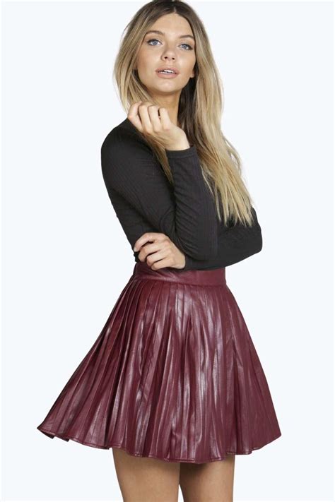 Amalia Pleated Leather Look Mini Skirt | Skater skirt, Skirts, Maxi ...