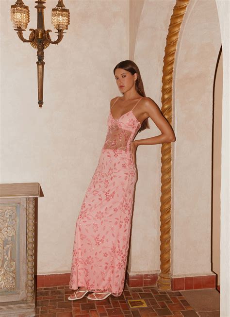 Akira Beaded Maxi Dress - Pink Orange – Peppermayo US
