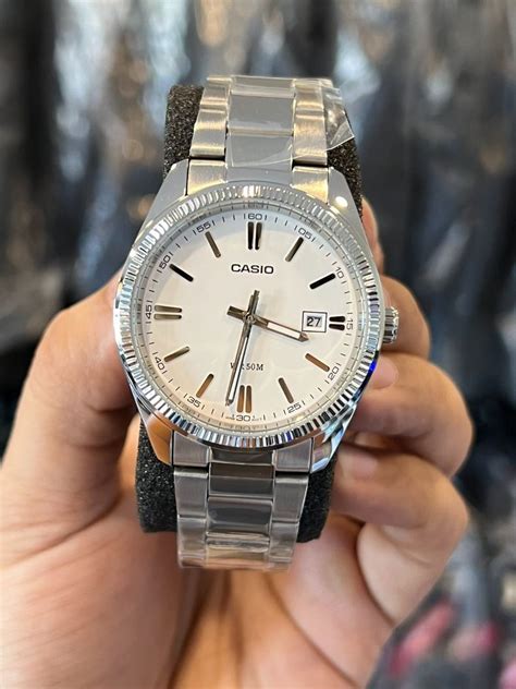 ORIGINAL CASIO Analog White Dial Silver Stick Stainless Steel Men's ...
