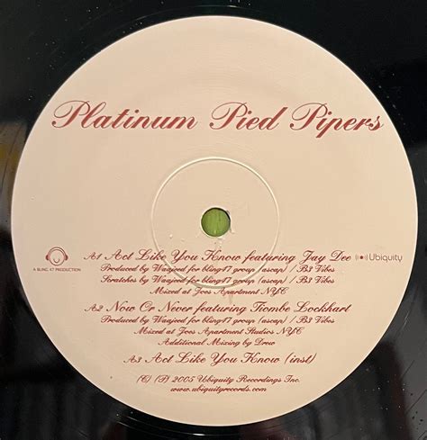 Platinum Pied Pipers – Act Like You Know (12") | oleo Records