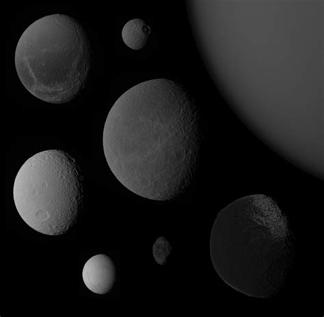 Saturn's moons at a common phase angle and a… | The Planetary Society