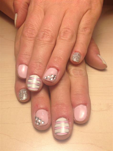 polished pinkies utah pink white  silver nail art design perfectly