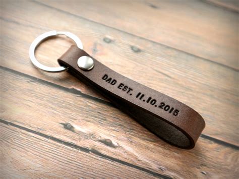 Personalized Dad Keychain New Dad Gift Dad Est Keychain | Etsy