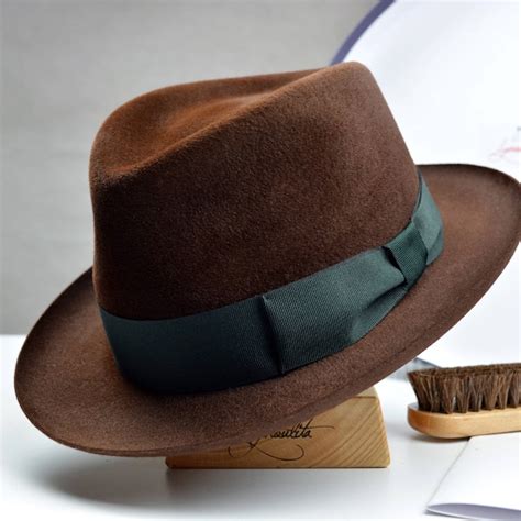 brown fedora etsy