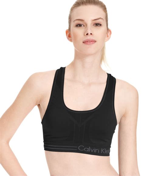 Calvin Klein Reversible Racerback Sports Bra in Charcoal/Black (Gray ...