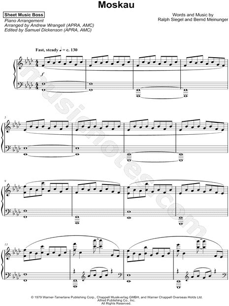Sheet Music Boss "Moskau" Sheet Music (Piano Solo) in F Minor ...