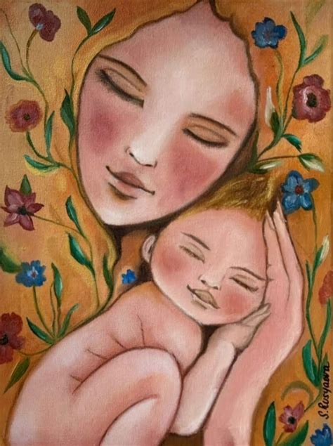 original mom  baby oil painting mother love motherhood artwork