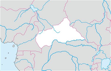中央アフリカの白地図 | 各国の白地図