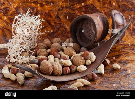 variety  nuts close  stock photo alamy