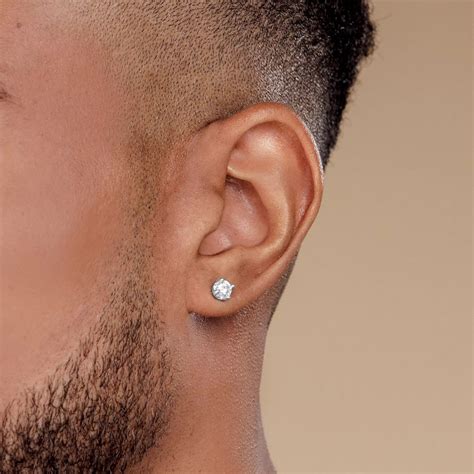 mens silver earrings mens stud earrings mens zircon earrings