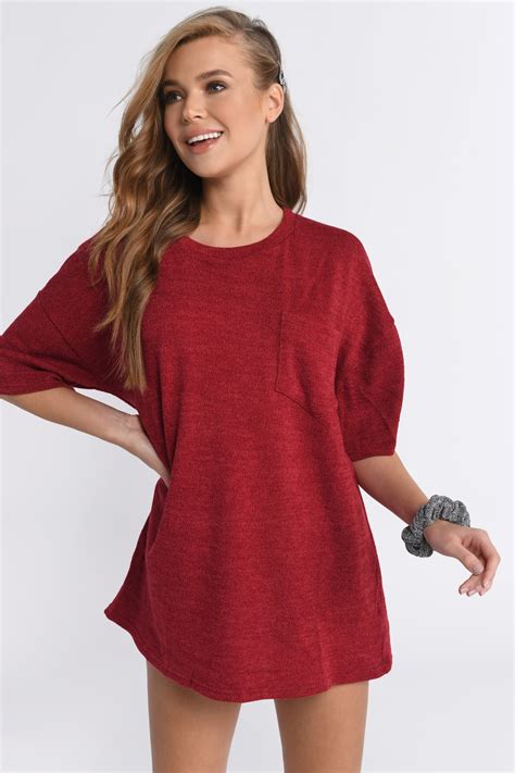 Kendall Short Sleeve T-Shirt Dress in Red - $52 | Tobi US