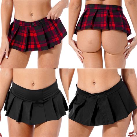 women mini skirt pleated plaid schoolgirl short mini dress cosplay